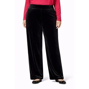 Susan Graver Womens 2X Stretch Velvet Wide Waistband Pants Regular Length Black